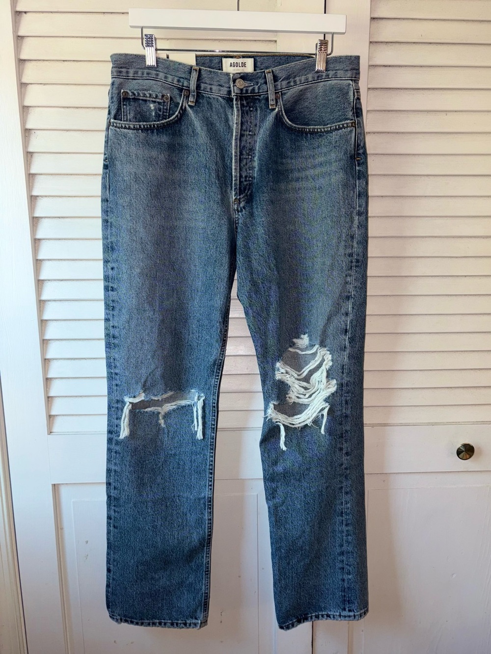 NWT AGOLDE Lana Mid Rise Vintage Straight Distressed Jeans 29 - Picture 2 of 8